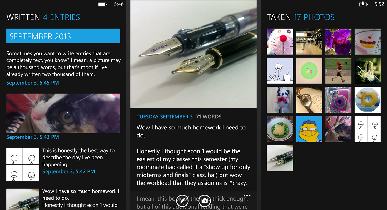 'The read, new, and photos views.'